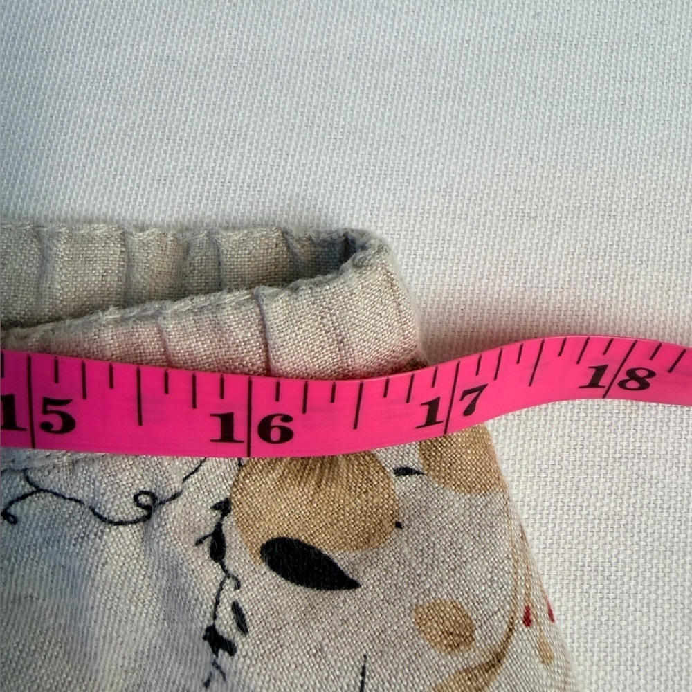 Orvis Linen Natural Tan Asian Cherry Blossom Floral A Line Pleated Midi Skirt M - Picture 6 of 7